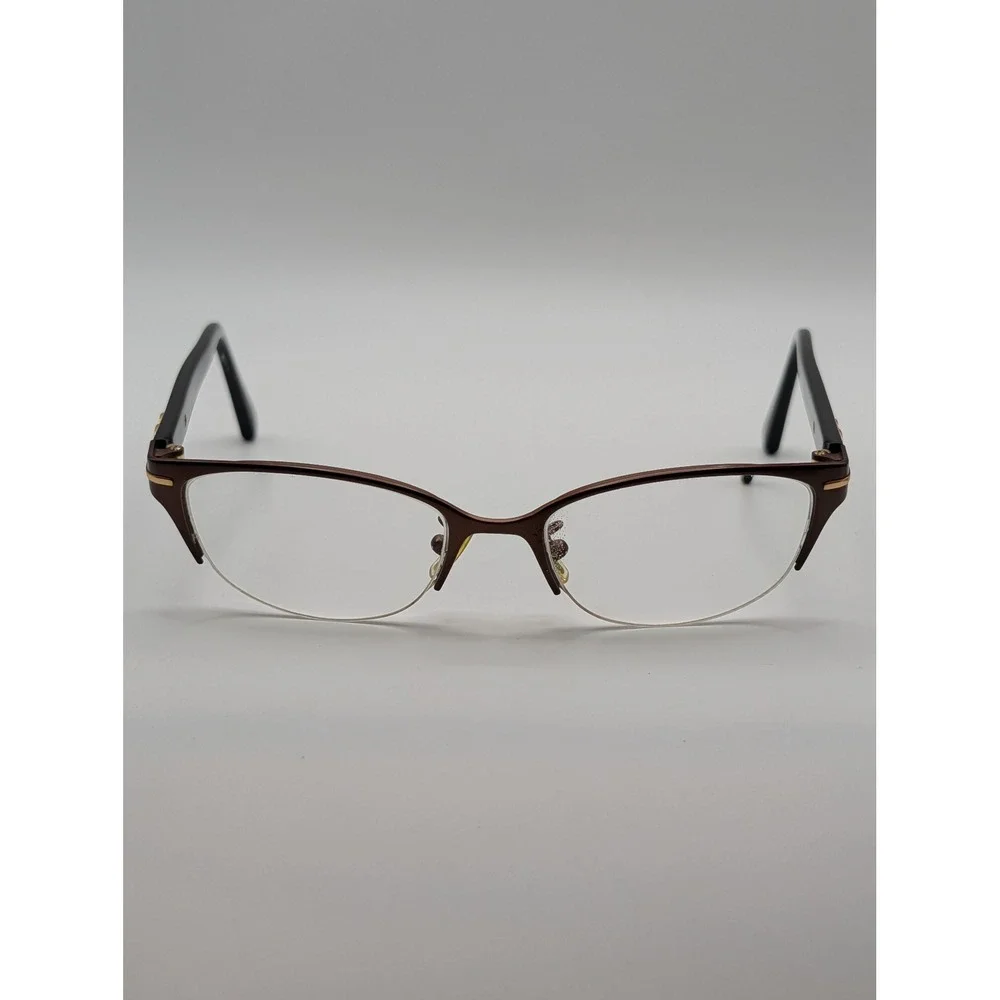 Coach HC5058 Jackie Half Rim Cat Eye Eyeglasses Satin Dark Brown Tortoise 49-17